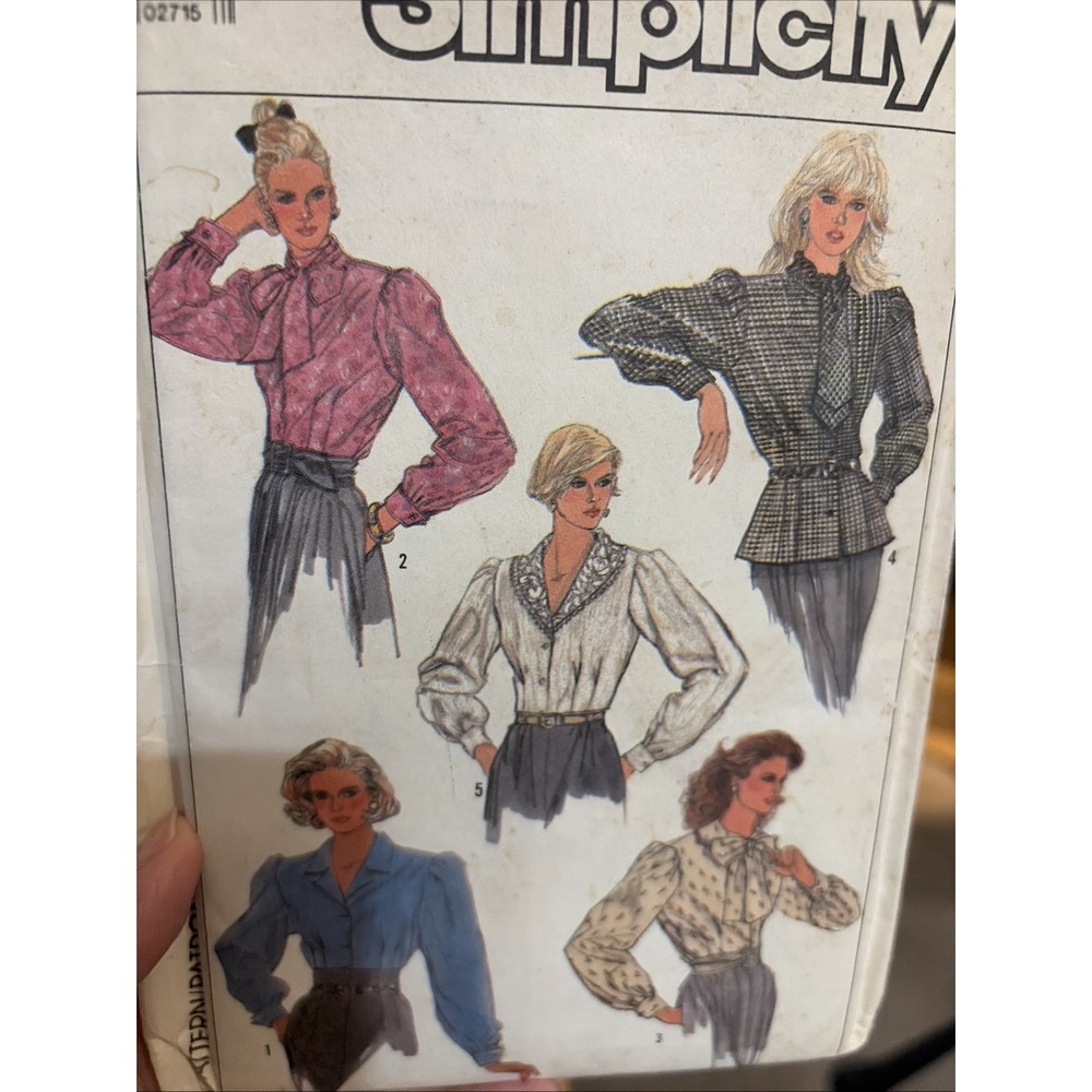 Vintage 1987 Simplicity 8300 Blouse Sewing Pattern Size 8-12 Uncut 80s Retro